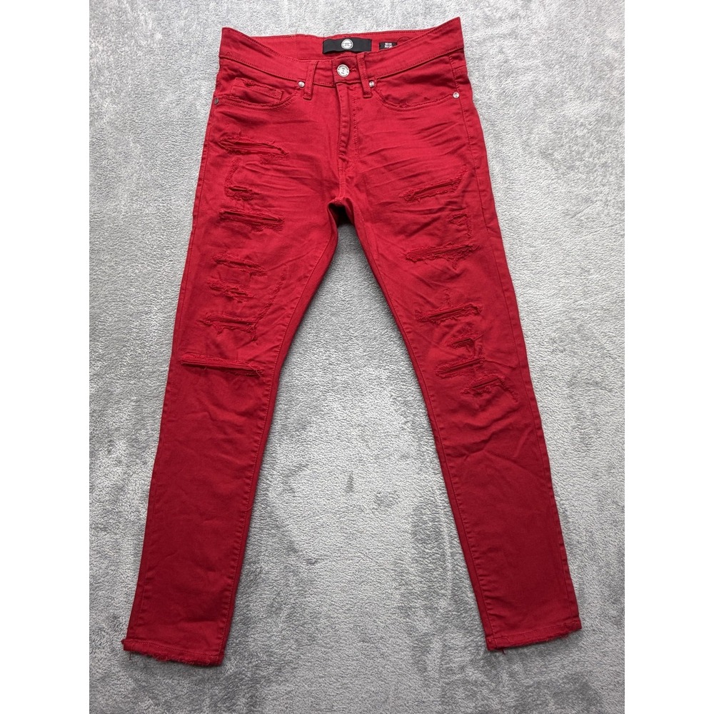 Jordan Craig Jeans Mens Measured 33x29‎ Red Skinny Slim Distressed Stretch Sean